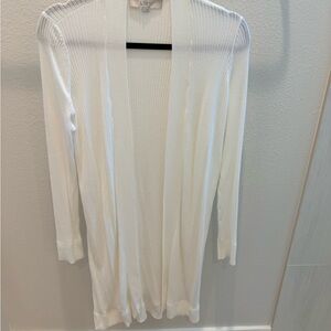 LOFT Ivory Ribbed Cardigan
